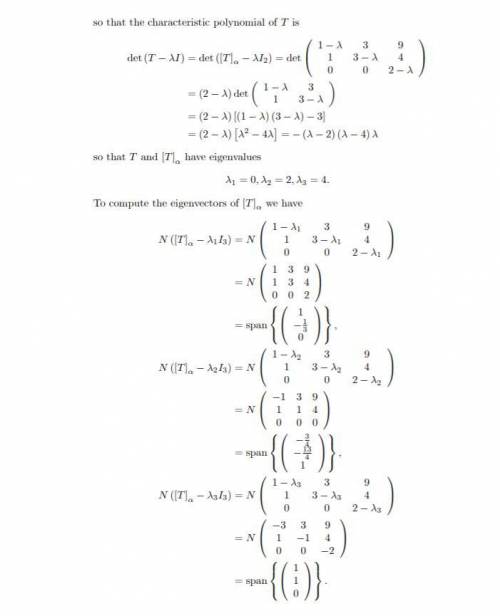 For each linear operator t on v find the eigenvalues of t and an ordered basis such that [t]_b is a