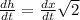 \frac {dh}{dt}=\frac {dx}{dt}\sqrt {2}