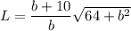 L = \dfrac{b+10}{b}\sqrt{64+b^2}