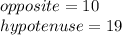 opposite=10\\hypotenuse=19