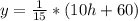 y =\frac{1}{15} *( 10h+60)
