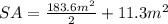 SA = \frac{183.6m^{2} }{2} +11.3m^{2}