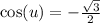 \cos(u)=-\frac{\sqrt{3}}{2}