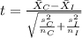 t=\frac{\bar X_{C}-\bar X_{I}}{\sqrt{\frac{s^2_{C}}{n_{C}}+\frac{s^2_{I}}{n_{I}}}}