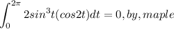 $\int_{0}^{2\pi}2sin^{3}t(cos2t)dt = 0 ,by,maple