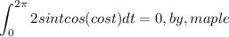 $\int_{0}^{2\pi}2sintcos(cost)dt = 0 ,by,maple