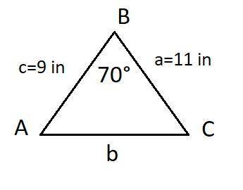 Use the information to answer the questions. in triangle abc, a = 11 in., measure angle b=70 deg and