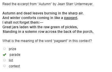 What is the meaning of the word pageant in th context autumn and dead leaves