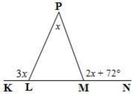 M∠klp+m∠plm =    2. +m∠plm =  substitution 3. m∠plm =  algebra 4. m∠pmn=m∠p+m∠  5.  = +180°−3x subst