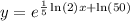 y=e^{\frac{1}{5}\ln(2)x+\ln(50)}