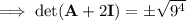 \implies\det(\mathbf A+2\mathbf I)=\pm\sqrt{9^4}