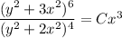 \dfrac{(y^2+3x^2)^6}{(y^2+2x^2)^4}=Cx^3