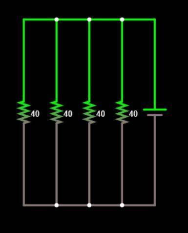 Aparallel circuit contains four identical lamps. the current through the energy source is 4 a. the t