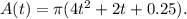 A(t) =\pi (4t^2+2t+0.25).