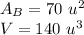 A_B=70\ u^2\\V=140\ u^3