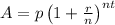 A=p\left(1+\frac{r}{n}\right)^{n t}