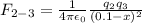 F_{2-3} = \frac{1}{4\pi \epsilon_0}\frac{q_2 q_3}{(0.1 -x)^2}