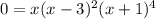 0 = x(x-3)^2(x+1)^4