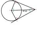 2tangents are drawn from a point a which is 37 cm from the center of the circle. the diameter of the