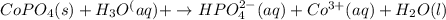 CoPO_4(s)+H_3O^(aq)+\rightarrow HPO_{4}^{2-}(aq)+Co^{3+}(aq)+H_2O(l)