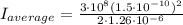 I_{average}=\frac{3\cdot 10^{8}(1.5\cdot 10^{-10})^{2}}{2\cdot 1.26\cdot 10^{-6}}