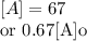 [A] = 67% [A]o&#10;&#10; or 0.67[A]o