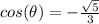cos(\theta)=-\frac{\sqrt{5}}{3}