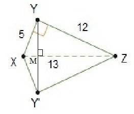 Triangle xyz is reflected over its hypotenuse to create a kite. what is the approximate distance fro