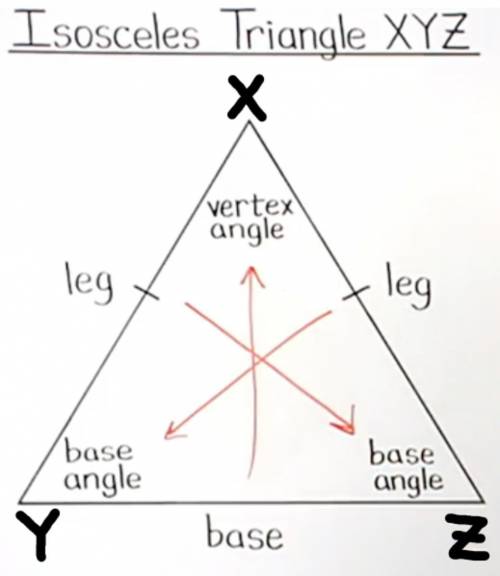 Label the parts of an isosceles triangle?