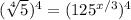 (\sqrt[4]{5})^4 = (125^{x/3})^4