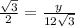 \frac{\sqrt{3}}{2}=\frac{y}{12\sqrt{3}}