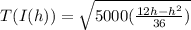 T(I(h))= \sqrt{5000( \frac{12h-h^2}{36} )}