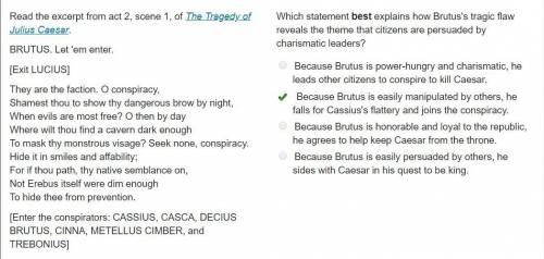 Which statement best explains how brutus tragic flaw reveals the theme that citizens are persuaded b