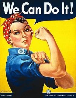 What role did rosie the riveter (seen here) play during world war ii?  a) to persuade women to fig