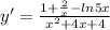 y'=\frac{1+\frac{2}{x}-ln5x }{x^2+4x+4}