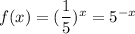 f(x) = (\dfrac{1}{5})^x = 5^{-x}