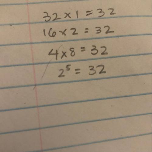 All the multiplication facts that have a product of 32