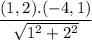 \dfrac{(1,2).(-4,1)}{\sqrt{1^2+2^2}}