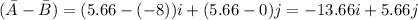 (\bar A - \bar B) = (5.66-(-8)) i + ( 5.66-0) j = -13.66 i + 5.66 j
