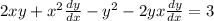 2xy+x^{2} \frac{dy}{dx}-y^{2} -2yx\frac{dy}{dx}=3\\