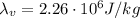 \lambda_v = 2.26\cdot 10^6 J/kg