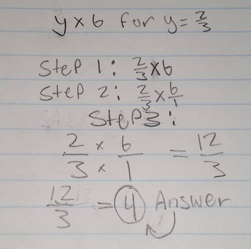 Y×6 for y =2/3 just give me the answer dont waist your time explaining