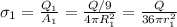\sigma_1 = \frac{Q_1}{A_1}=\frac{Q/9}{4 \pi R_1^2}=\frac{Q}{36 \pi r_1^2}