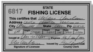 Mr. miller got his fishing license in the mail. before he put the license in his wallet, he wrote do