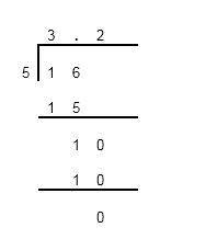 Convert 16/5 to a decimal using long division   < 3