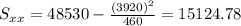 S_{xx}=48530- \frac{(3920)^2}{460}=15124.78