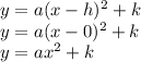 y = a(x - h)^2 + k\\ y = a(x - 0)^2 + k\\ y = ax^2 + k