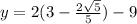 y=2(3-\frac{2\sqrt{5}}{5})-9