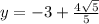 y=-3+\frac{4\sqrt{5}}{5}