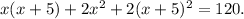 x(x+5)+2x^2+2(x+5)^2=120.